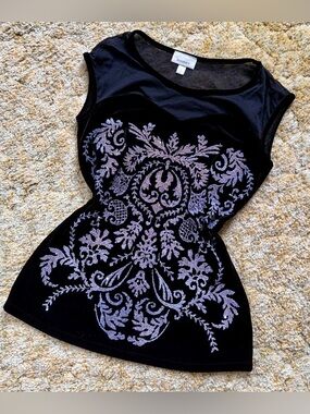 Velvet Beaded Sleeveless Top
